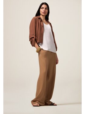Oltre Oltre Pantaloni di tessuto P026R308607N022 Crema Baggy Fit