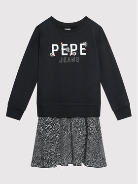 Pepe Jeans Pepe Jeans Každodenné šaty Melania PG951513 Čierna Regular Fit