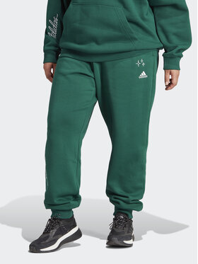 adidas adidas Donji dio trenerke Scribble Embroidery Fleece IK9649 Zelena Loose Fit
