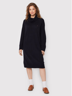 Tommy Hilfiger Curve Tommy Hilfiger Curve Плетена рокля WW0WW32865 Тъмносин Oversize