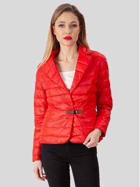 Perso Perso Kurtka przejściowa pikowana z klamerką Czerwony Slim Fit