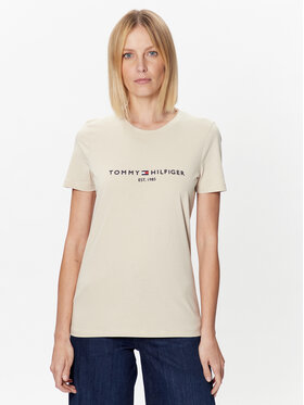 Tommy Hilfiger Tommy Hilfiger T-Shirt WW0WW28681 Beżowy Regular Fit