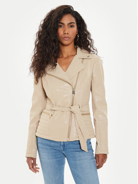 Guess Guess Lederjacke W4YL10 WGAF0 Beige Regular Fit