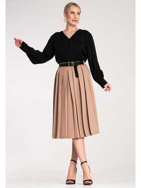 FIGL FIGL Plisovaná sukňa M1154 Béžová A-Line Fit