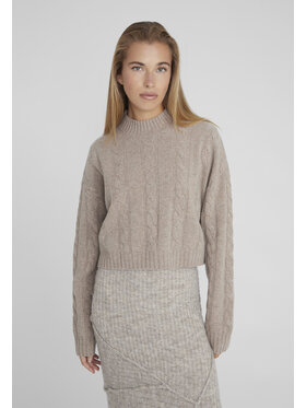 Style Republic Style Republic Sweter Kaszmirowo-wełniana mieszanka z półgolfem Brązowy jasny Oversize