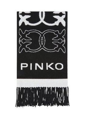 PINKO PINKO Szalik Svezia sciarpa jacquard logo Czarny