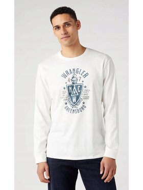 Wrangler Wrangler T-Shirt Long Sleeve Americana Tee Biały Regular Fit