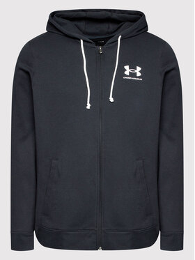 Under Armour Majica Dugih Rukava Rival Terry Full-Zip 1370409 Crna Loose Fit