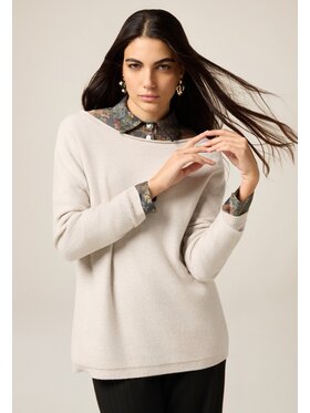 Oltre Oltre Sweter M128E002128N002 Kremowy Regular Fit