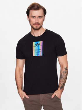 Alpha Industries Alpha Industries T-Shirt Rainbow Reflective Label T Czarny Regular Fit