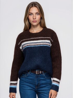 Ombre Ombre Sweter OW-SW-E0075 Granatowy Regular Fit