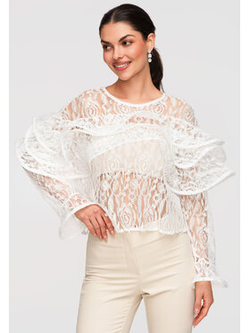 Ombre Ombre Bluzka OW-TS-E0036 Biały Baggy Fit