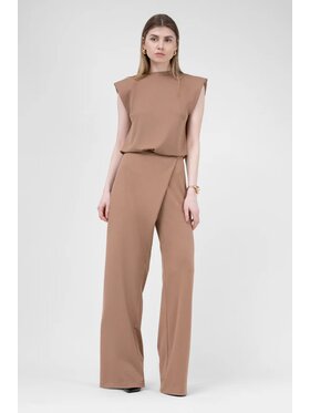 Bluzat Bluzat Komplet bluzka i spodnie Zestaw w kolorze camel z koszulką i asymetrycznymi spodniami typu wide leg Beżowy Wide Leg