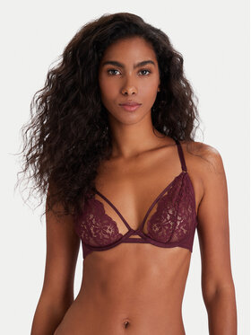 Hunkemöller Hunkemöller Biustonosz z fiszbiną 302379 Bordowy
