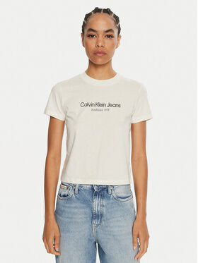 Calvin Klein Jeans Calvin Klein Jeans Тишърт J20J224914 Екрю Regular Fit