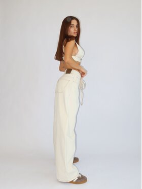 MissDenim MissDenim Jeansy Baggy Fit Kremowy Baggy Fit