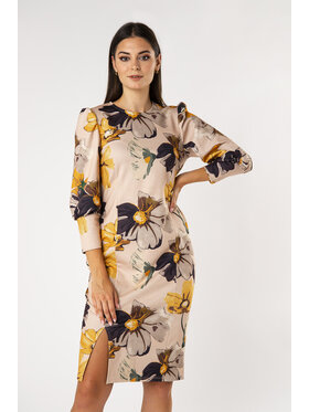 QUIOSQUE QUIOSQUE Sukienka codzienna BIG FLOWER DRESS Beżowy Regular Fit