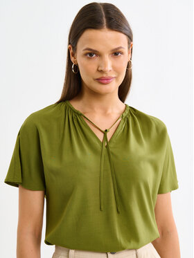 BIG STAR BIG STAR Bluzka KORTINI_303_140 Zielony Basic Fit