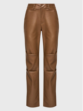 NA-KD NA-KD Панталони от имитация на кожа 1018-009353-1408-581 Кафяв Regular Fit
