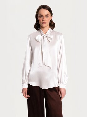Cat&Cat Cat&Cat Halenka jedwabna z wiązaną kokardą Bílá Regular Fit