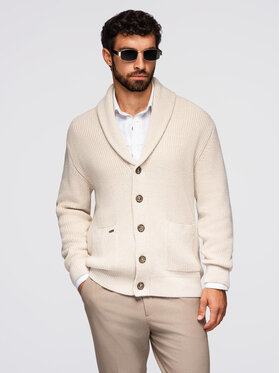 Ombre Ombre Sweter OM-SWCD-0153 Beżowy Regular Fit