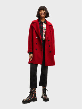 Desigual Desigual Vlnený kabát London 22WWEW16 Červená Relaxed Fit