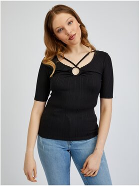 Orsay Orsay T-Shirt 155068660000__L Czarny Regular Fit
