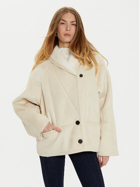 ViCOLO ViCOLO Báránybőr kabát TS0038 Ekru Regular Fit