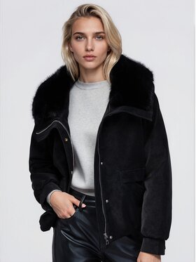 Ombre Ombre Bunda bomber OW-JT-E0008 Černá Relaxed Fit
