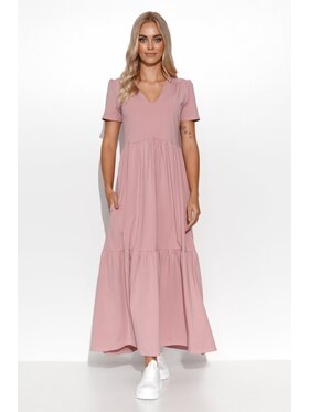 Makadamia Makadamia Sukienka codzienna M549 Różowy Comfort Fit