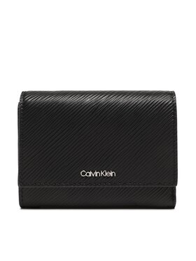 Calvin Klein Calvin Klein Veliki ženski novčanik Ck Elevated Trifold Md Saffiano K60K610267 Crna