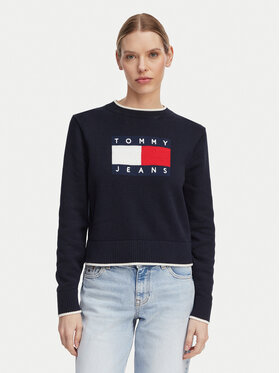 Tommy Jeans Tommy Jeans Megztinis Intarsia Flag Badge DW0DW22316 Tamsiai mėlyna Relaxed Fit