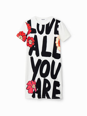 Desigual Haljina Za Svaki Dan Love All You 23SWVK69 Bijela Slim Fit