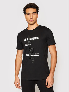 Les Hommes Les Hommes Marškinėliai LLT206721P Juoda Regular Fit