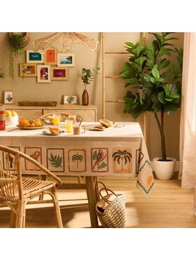 MIAhome MIAhome Obrus bawełniany z tropikalnymi motywami Tropical Beżowy