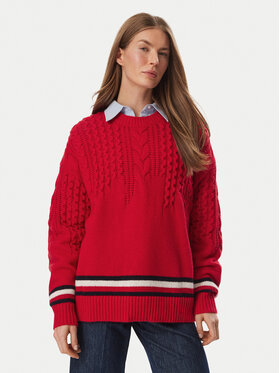 Tommy Jeans Tommy Jeans Sveter DW0DW23353 Červená Oversize