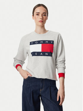 Tommy Jeans Tommy Jeans Sweatshirt Flag DW0DW23906 Hellgrau Regular Fit