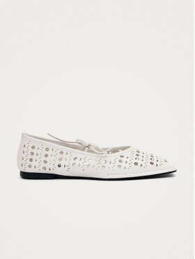 ALOHAS ALOHAS Baleriny Sway Slit White Leather Ballet Flats Biały