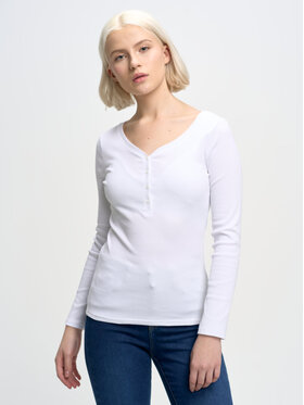 BIG STAR BIG STAR Bluzka nathalie_101 Biały Slim Fit