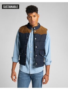Lee Lee Kamizelka PADDED VEST Brązowy Regular Fit