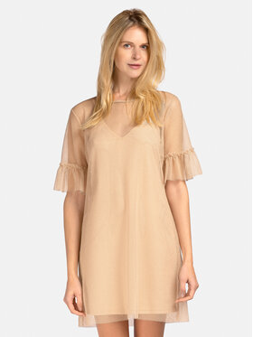 Miss Lou Miss Lou Abito da cocktail ZO-DONE3-BE Beige Relaxed Fit