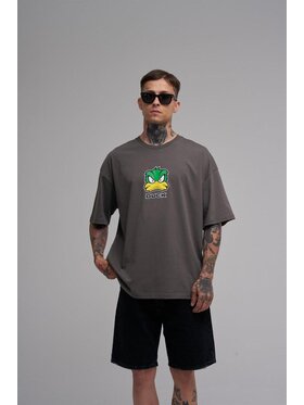 MyStars MyStars T-Shirt Koszulka Z Krótkim Rękawem Oversize Męska Ciemna Szara Machinist Duck Kaczka M Szary Oversize