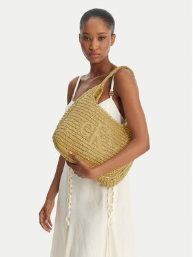Calvin Klein Calvin Klein Kabelka Bold Ck Raffia Lg Shoulder Bag LV04F3448G Béžová