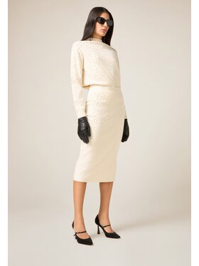 Oltre Oltre Gonna midi 1661J000286N011 Crema Slim Fit