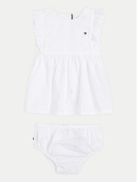 Tommy Hilfiger Tommy Hilfiger Ljetna haljina Broderie KN0KN01803 Bijela Regular Fit