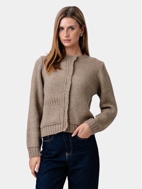 TeeShoppen TeeShoppen Kardigan 'Basic Collection' Brązowy Regular Fit