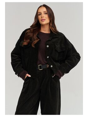 Makadamia Makadamia Kurtka przejściowa C96 Czarny Loose Fit