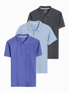 Ombre Ombre Komplet 3 koszulek polo Z28 Fioletowy Regular Fit