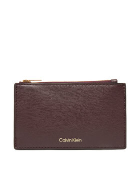 Calvin Klein Calvin Klein Duży Portfel Damski Foil Logo Top Zip Cardcase LV04F1090G Bordowy