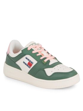 Tommy Jeans Tommy Jeans Sneakersy Tjw Retro Basket Leather Seasonal EN0EN02204 Zielony